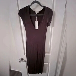 NWT- See You Monday Chocolate Brown Midi Dress- Size M